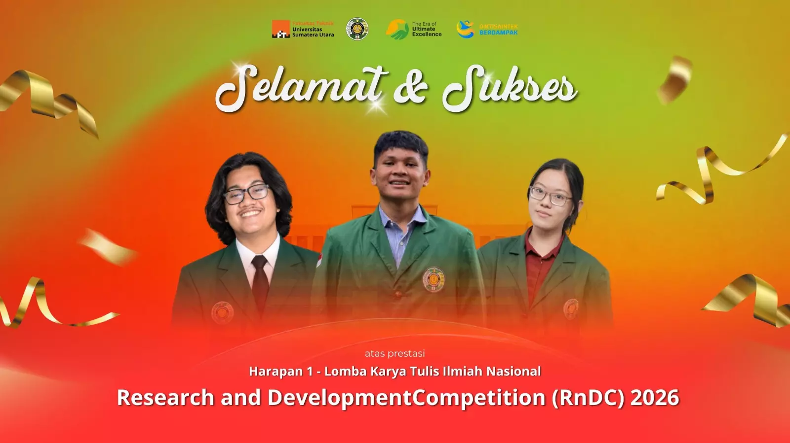 Mahasiswa Teknik Sipil FT USU Raih Juara Harapan I RnDC 2026